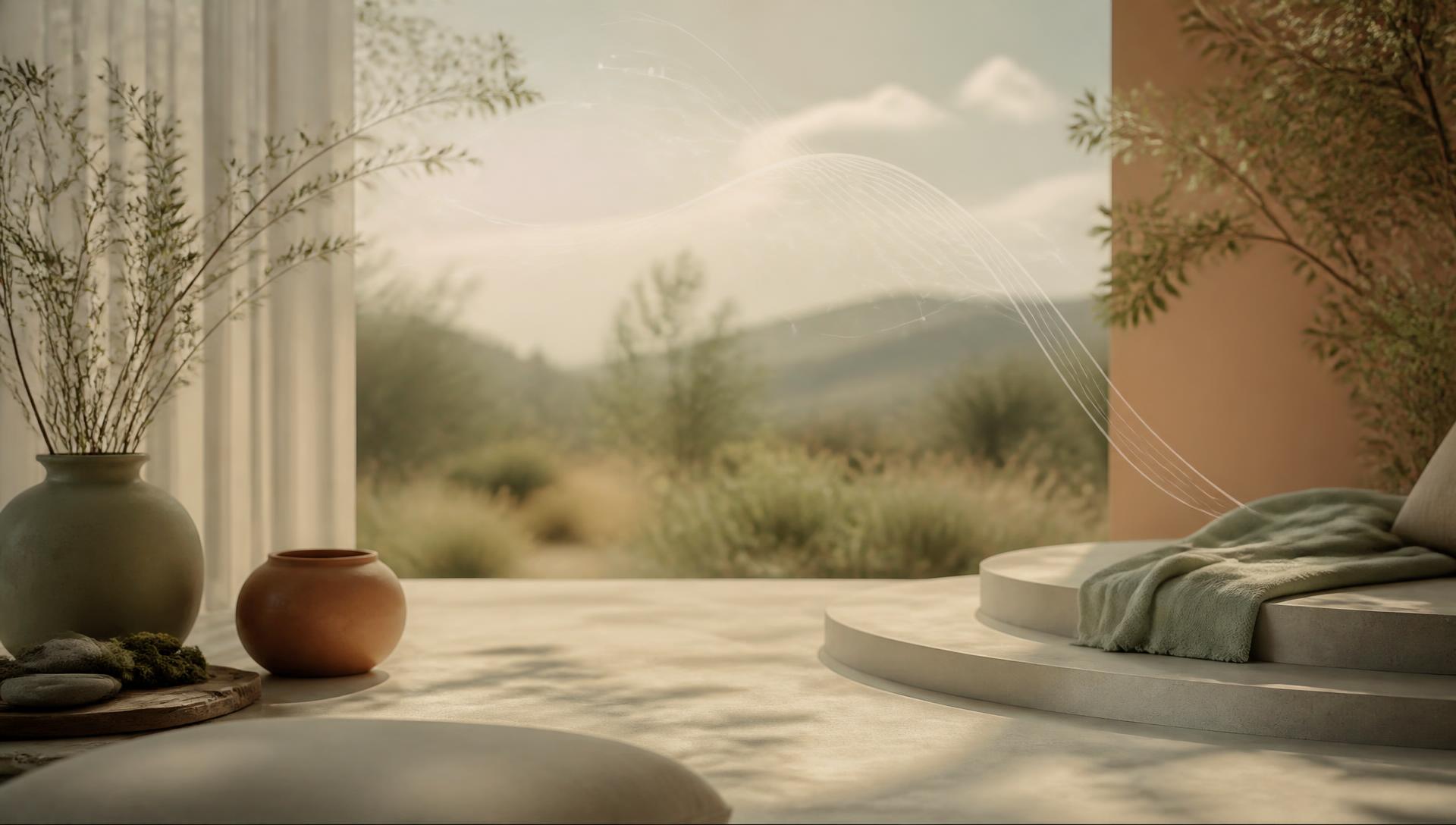 Calm, sunlit wellness space